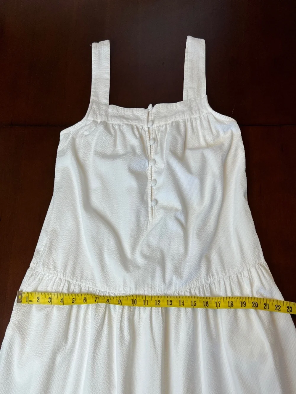 Faherty Marina Tiered Midi Seersucker White Sleeveless Dress Small - Picture 10 of 14
